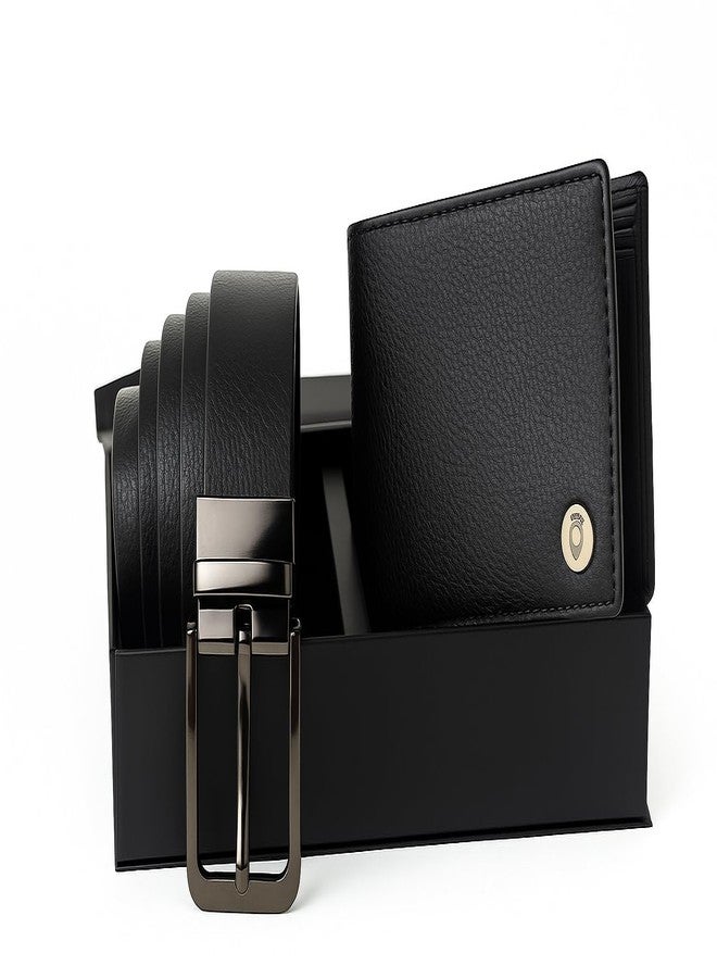 TRAVALATE Men’s Leather Belt & Wallet Combo | Reversible Black & Brown Belt with Premium Leather Wallet | Stylish Gift Set for Men | Formal & Casual Use - Image 1